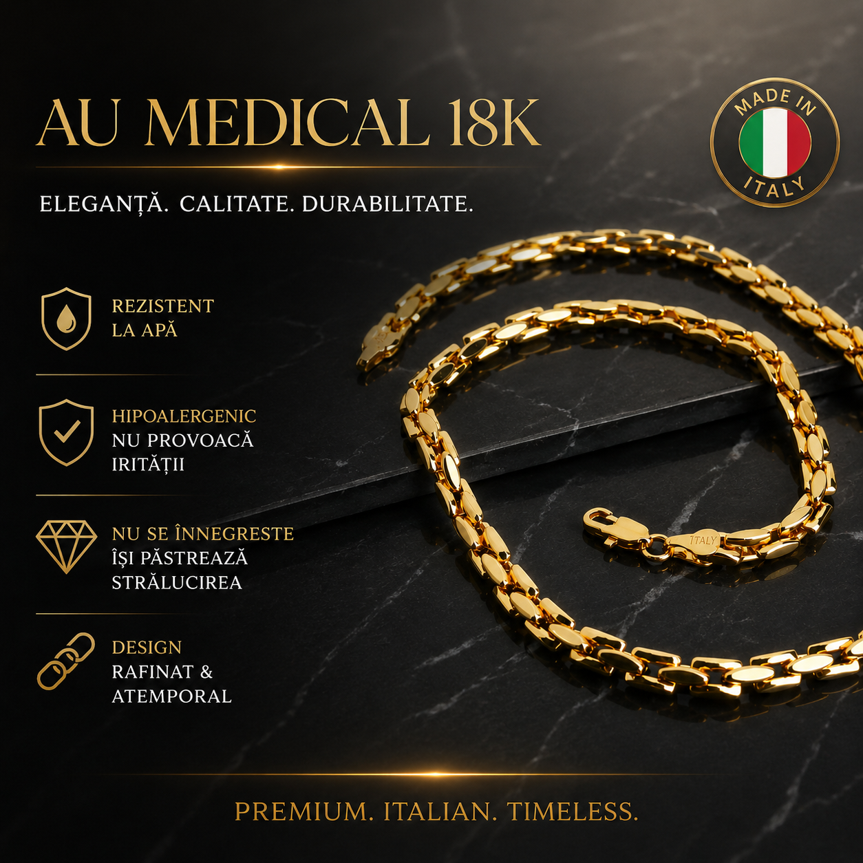 Colier elegant din aur medical 18K – design rafinat și atemporal